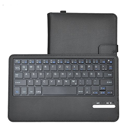 Galaxy Tab E 9.6 Bluetooth Tastatur [QWERTZ Tastatur]- IVSO mit Standfunction , Abnehmbare Wireless Bluetooth Tastatur Schutzhülle NUR geeignet für Samsung Galaxy Tab E T560N 24,3 cm (9,6 Zoll) Tablet-PC, Schwarz - 8