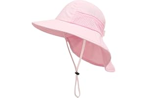 SEYUFN Bébé Chapeau de Soleil Fille Garçon Chapeau de Cou Protection Enfants Chapeaux de Seau Respirant Bébé Fille Chapeau de Plage Chapeau d'été pour Tout-Petits