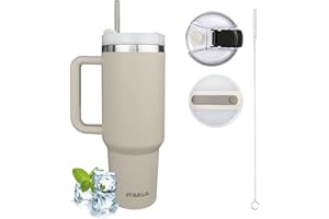 STARLA Kubek termiczny ze słomką i uchem o pojemności 1,2 l, 2 pokrywki, szczelny, ze stali nierdzewnej, kubek termiczny, kubek do kawy, kubek na wodę, kubek na napoje, kubek podróżny, kubek do picia