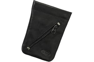 LEDERSHOP24 Étui porte-clés - En cuir - Avec fermeture éclair - Disponible en différents couleurs - Noir Noir