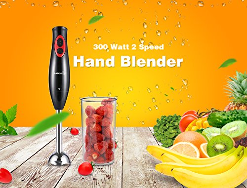Easehold Ergonomischer Stabmixer 2-in-1 mit Zubehör, Edelstahl-Mixfuß (300 Watt) sonstige,600ml Messbecher. 2 Geschwindigkeitsstufen schwarz - 2