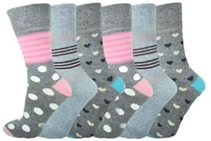 SEVELLO CLOTHING Womens Socks 6 pairs – Ladies Cotton Socks Gentle Grip Non Elastic | Stretchable Socks for Swollen Feet | Diabetic Pregnancy socks | 4-7 One size UK
