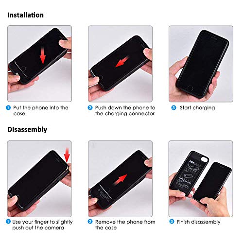 Coque Batterie Compatible avec iPhone 8Plus 7Plus 6S Plus 6Plus  Beefix 7500mAh Rechargeable   tui Chargeur Batterie Portable Pack Batterie de Secours  Noir