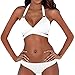 Produktbild Bikini Set Damen, Huihong Einfarbig Sommer Bademode Triangel Bademode Push up Bikini (Weiß, S)