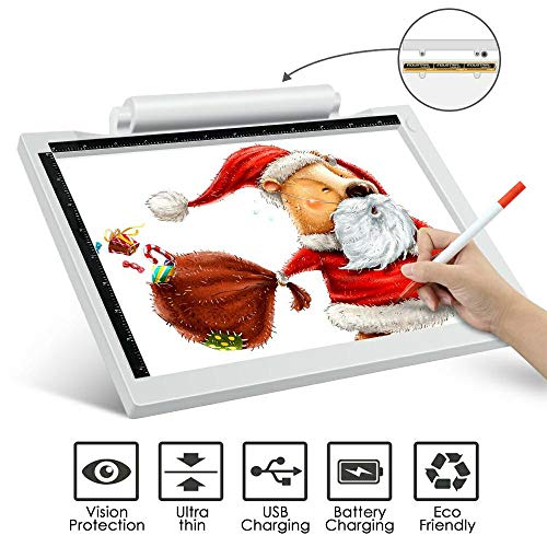 U UZOPI Light Box Drawing Board A4 con Light Drawing Pad LED Lightbox Drawing Board regolabile, alimentazione a batteria o cavo USB e vasta gamma di usi A4 lightbox