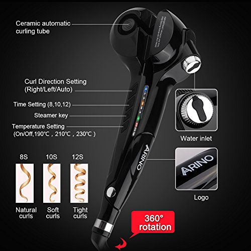 ARINO Dampf Haar Anion Lockenstab Steamer Curler Lockendreher Auto-Lockenstab Lockenmaschine für Haarstying Trend Muttertagsgeschenke - 2
