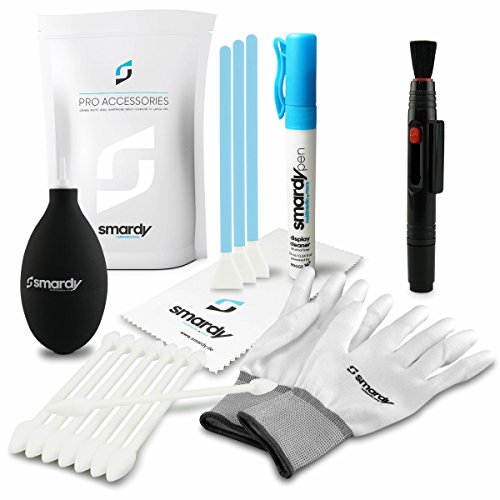 smardy 9en1 Kit Nettoyage pour Smartphone  Tablet  PC  TV  Cam  scopes  Num  riques et Objectifs - SprayPen   Soufflante   LensPen   Gants Antistatiques   Chiffon microfibre   3x Sensor Swab microfibre