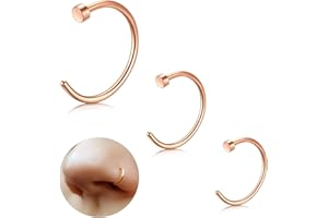 ESHIONER G23 tytanowy fałszywy kolczyk do nosa, septum, sztuczny kolczyk do nosa, zestaw do piercingu chrząstki, cienki, mały, helix, hipoalergiczny, 18 g, 20 g, 6 mm, 8 mm, 10 mm, czarny, złoty