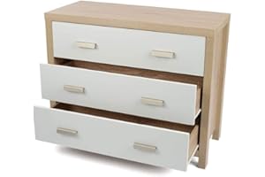 MEYVASER.COM ECOMMERCE COMPANY Meyvaser Cómoda Dormitorio, Cajonera de 3 cajones con guías metálicas Color Cambria Blanco