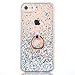 Produktbild Hülle für iPhone 8 Plus 5.5 Zoll,Flüssigkeit Handyhülle für iPhone 7 Plus 5.5 Zoll,Leeook Luxus Komisch Lustig Kreative 3D Ring Ständer Bling Glänzend Glitzer Weiß Treibsand Fließende Ultradünne Transparente Hart Schutzhülle Rückschale Liquid Weiche Silikon Tpu Rahmen Durchsichtige Stoßdämpfung Kristall Schale Bumper Etui Case Cover für iPhone 8 Plus 5.5 Zoll/7 Plus 5.5 Zoll + 1 x Schwarze Eingabestift-Glitzer Weiß