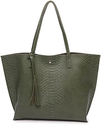 Women's Tote Bags Ladies Shoulder Work Shopping Bags Premium Leather Handbags Tassel Top-handle Bags for Women Size 36cm*30cm*11cm (GREEN)