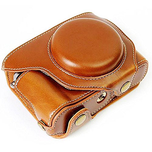 First2savvv XJD-X70-HH09S09 Premium Qualität braun Ganzkörper- präzise Passform PU-Leder Kameratasche Fall Tasche Cover für Fujifilm Fuji X70 mit Kameragurt - 2