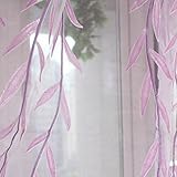 Vorhänge ländlicher Stil Weidenblätter-Muster, versetzt, Rollo, bedruckt, Glas-Garn, für Tür Fenster Deko, 1 m x 2 m, grün Violett - 5