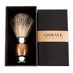 QSHAVE 100% Best Original Pure Badger Hair Shaving Brush Handmade. Faux Agate Handle. Perfect for Wet Shave, Safety… - Image 7