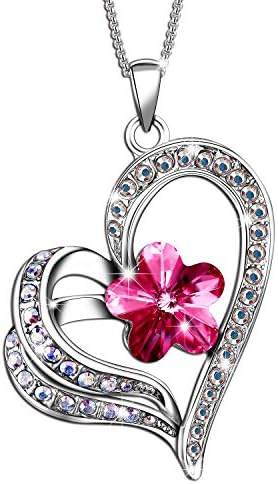 Sivery 'Timeless Love' Women Heart Necklace Pendant Made with Swarovski Crystal, Jewellery for Women