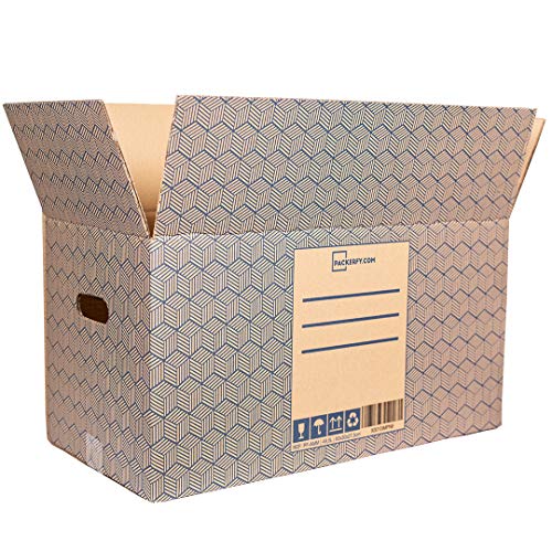 10 Cajas de Mudanza y Almacenaje Grandes y resistentes con Asas (60x30x27,5cm) - Cajas de Carton para envio