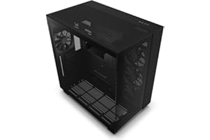 NZXT H9 Flow Noir - CM-H91FB-01 - Boîtier Gaming Moyen-Tour ATX Double Chambre - Panneau supérieur perforé pour Airflow élevé - Avant et latéral en Verre trempé - Compatible radiateur 360 mm