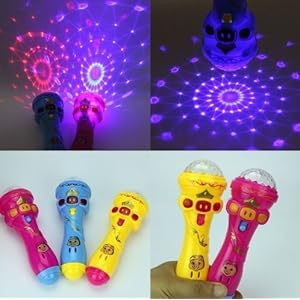 UChic 3PCS MicrophoneKids Spielzeug Nettes Schwein LED leuchten bunte blinkende Spielzeug Kinder Flash Stick Mikrofon Sternen Taschenlampe Spielzeug Farbe zufällig
