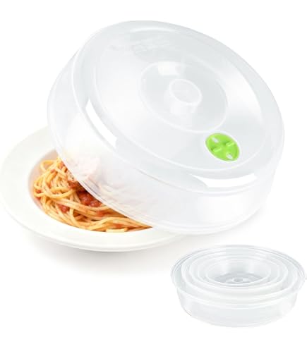 2 Faltbare Mikrowellenabdeckhauben – Mit Siebfunktion, BPA-frei, Ø 26,3 Cm, Spülmaschinengeeignet