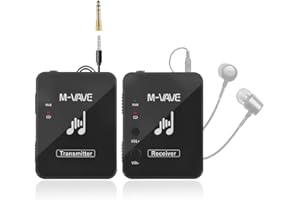 M-Vave WP9 - système de Moniteur intra-auriculaire sans Fil, émetteur et récepteur 2,4 GHz, Conception à Clipser, Rechargeable par USB, Noir