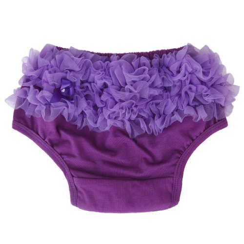 Baby Girl's Pure Cotton Ruffle Pants Bloomers Nappy Cover - S Purple