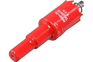IHOMEPARK Sierras de Corona 20 mm, M42 HSS Bi-Metal Coronas Perforadoras con Adaptador y Broca Piloto Profundidad de Corte 27 mm, Abridor de Agujero para Metal Aluminio Madera PVC Plástico/Rojo