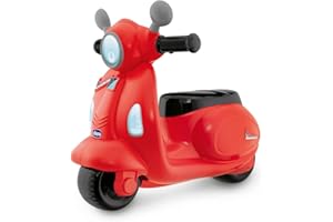 Chicco Moto Porteur pour Enfants, Trotteur Vespa Rouge Primavera, Jouet avec Panneau Electronique, Lumières et Sons, Stabilisateurs avec Roues amovibles, Max 25 kg - Jouet Enfant de 1 à 3 Ans