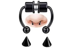 MOTONG Magnetic Septum Nose Ring,Horseshoe Fake Nose Rings,Reusable Fashion Nose Ring,Stainless Steel Faux Septum Rings,Non Piercing Clip-on Nose Hoop Rings for Men Women Gift.