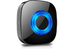 PHYSEN Receptor enchufable de Timbre inalámbrico, Timbre Individual sin transmisor, 58 melodías, 5 Niveles de Volumen con Pantalla LED, no Requiere batería, Negro