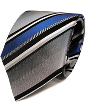Schicke TigerTie Designer Krawatte - Tie Binder blau silber grau weiss schwarz gestreift