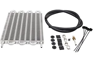 AILOVA Transmission-Kühler, Getriebeölkühler Kit, 4/6/8 Reihen Ferngetriebe Ölkühler Kit, Universal Motor Getriebe Aluminium Ölkühler Kühler Konverter Kit (8-row tube)