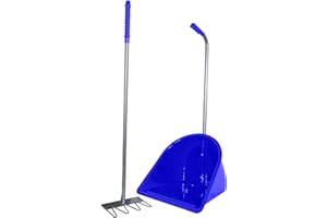 Red Gorilla Traditional Tidee and Long Rake 80cm in Blue Horse Manure Shovel Scoop Multi Purpose Large Lightweight Dustpan for Paddock Stable Horsebox Equestrian Building or Garden Waste
