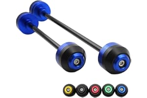 ROCKMUTE Front Rear Wheel Axle Fork Sliders Crash Protector For Suzuki GSR750 2011-2014, GSXS 750 2015-2019 Motorcycle Guard Pads Falling Protection (Blue Front+Rear)