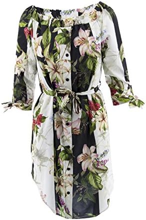 Netgozio Dress Women Mini Dress Minidress Elegant Floral Flowers Flared Made in Italy Black One Size