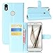 Produktbild Owbb Hülle für BQ Aquaris Pro / BQ Aquaris X Ultra Schlanke Handyhülle Premium PU Ledertasche Flip Cover Wallet Case mit Stand Function Innenschlitzen Design Blau