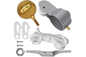 SEIYOGDS Kit Riparazione Asta Bandiera, Accessori Asta di Bandiera, Kit di Riparazione Decorazione Giardino - Set Composto da Fune, Fermagli in plastica, Sfera d'albero, carrucola, Bitta