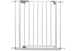 Geuther 4712 Rejilla de protección de la escalera, protector de la puerta, rejilla de la puerta (ajuste: 73 cm - 81.5 cm, rejilla de bebé abierta de una mano con cerradura de seguridad), blanco