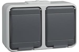 Schneider Electric Elso Schuko-uttag med gångjärnslock, 2-vägs, 445409