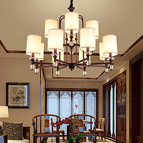 Preisvergleich Produktbild Vaticano Kristall-Kronleuchter 8 + 4 Kopf Stoff Schatten chinesische chinesischen Retrostil