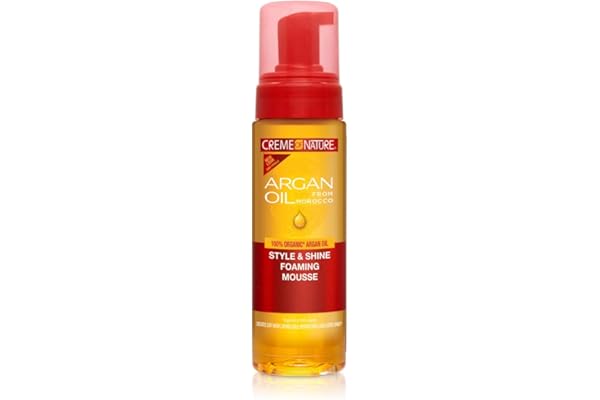 Creme of Nature Argan Oil, Mousse Coiffante à l’Huile d’Argan du Maroc, Mousse Cheveux Bouclés, Frisés et Crépus, Produit Coiffant Brillance et Hydratation, Sans Rinçage, Produit Cheveux - 207ml