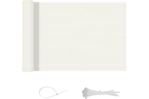 LOVE STORY Brise Vue pour Balcon 75x300cm, Imperméable Couverture de Confidentialité Écran(PES),Protection UV Opaque pour Balcon with Cable Ties,Pare-Soleil pour Jardin Extérieur,Crème