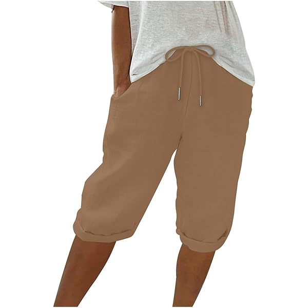 Bikini Donna Pantaloni Pinocchietto Lino Donna Bermuda Sportivi