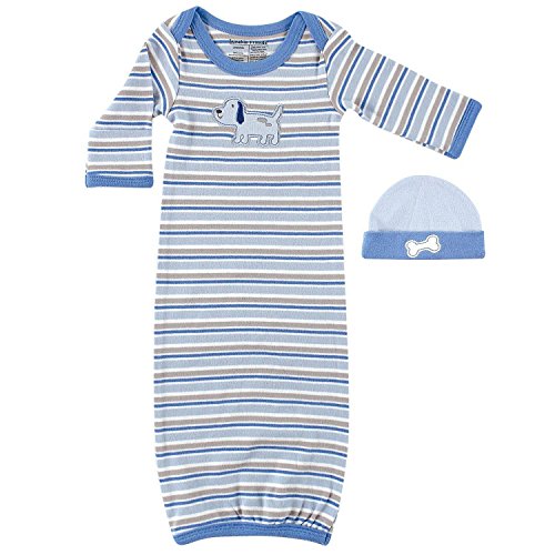 Luvable Friends Premature Baby Gown and Hat Set (Blue Puppy)