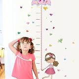 Wallpark Bunt Blumen Vögel Mädchen Halten Regenschirm, Höhe Messlatte Abnehmbare Wandsticker Wandtattoo, Kinder Kids Baby Hause Kinderzimmer DIY Dekorativ Kunst Wandaufkleber - 2