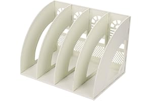 IBLUELOVER Desk File Organiser File Rack Holder Magazine Plastic Folder 4 Compartments Desktop Frames File Dividers Document Cabinet Rack Display and Storage Organiser for A4 Lever Arch Files