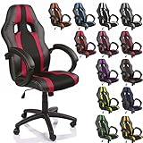 TRESKO Chaise Fauteuil siège de Bureau Racing Sport rayé Ergonomique inclinable accoudoirs rembourrés, DE 13 Couleurs différentes, Lift SGS contrôlé (Noir/Bordeaux)