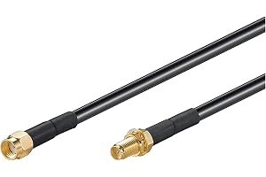 goobay WLAN antennförlängning, kabel RP SMA kontakt till RP SMA hona, 5 meter, svart/guldpläterad