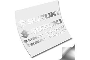 CUAC REVOLUTION Adesivo autocollante per Suzuki fustellato vinile 6 adesivi taglio (argento metallico)