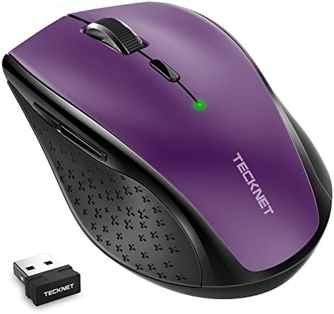 M002 2.4G Nano Cordless Optical Mouse - 18 Month Battery Life - Battery Level Indicator - 2.4 GHz -3 Adjustable DPI Levels: 2000/1500/1000dPi - Nano USB Wireless Receiver - Purple