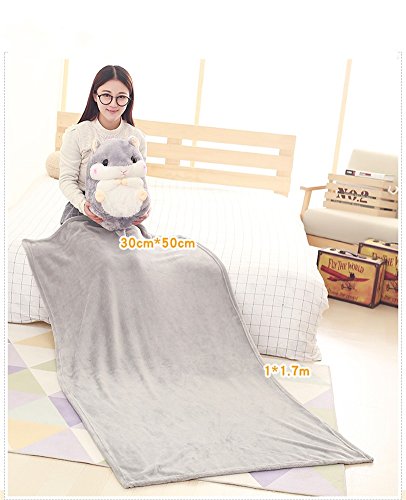 YunNasi 2 in 1 Schöner und Niedlich Plüschtier Hamster kissen mit Fleece Blanket Super Witziges und Süßes Geschenk für Kinder und Freundin 50cmX30cm - 4